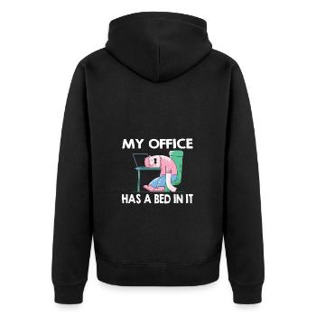 Mon bureau a un lit dedans - Home Office Humour - Veste à capuche bio Premium Unisexe - noir - Dos - Nico (187cm)