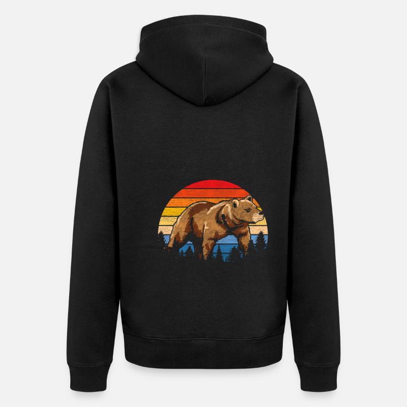 Ours rétro - Veste à capuche bio Premium Unisexe - noir