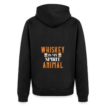 Whiskey Ist Mein Spirit Animal Erlebnis - Unisex Premium Bio Zip Hoodie - Schwarz - Hinten - Nico (187cm)