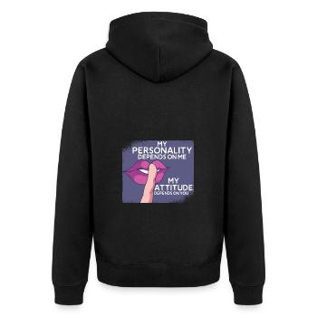 Ma personnalité dépend de mon attitude - Veste à capuche bio Premium Unisexe - noir - Dos - Nico (187cm)