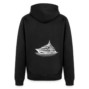 Yacht à moteur de luxe en haute mer - Veste à capuche bio Premium Unisexe - noir - Dos - Nico (187cm)