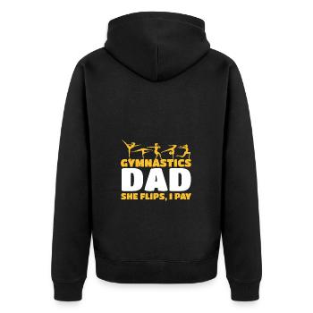 Gymnastics dad support with pride - Unisex Premium Organic Zip Hoodie - black - Back - Nico (187cm)