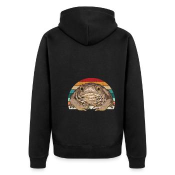Retro Toad - Unisex Premium Organic Zip Hoodie - black - Back - Nico (187cm)