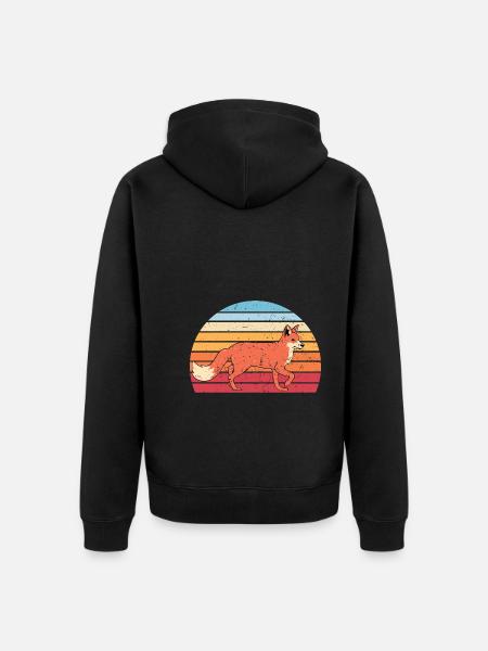 Retro Fuchs - Unisex Premium Bio Zip Hoodie - Schwarz