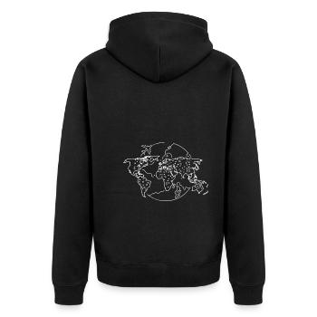 Globe Map Gift International World Map - Unisex Premium Organic Zip Hoodie - black - Back - Nico (187cm)