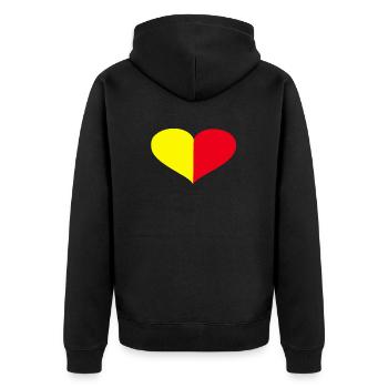 Heart beats yellow red - Unisex Premium Organic Zip Hoodie - black - Back - Nico (187cm)