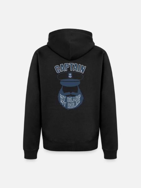 BOAT CAPTAIN BEARD RULES - Unisex Premium Organic Zip Hoodie - black