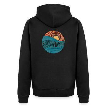 Vintage Retro Groovy Dady - Unisex Premium Bio Zip Hoodie - Schwarz - Hinten - Nico (187cm)