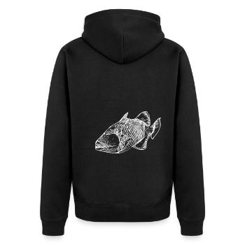 Smiling Triggerfish Vintage Style - Unisex Premium Organic Zip Hoodie - black - Back - Nico (187cm)