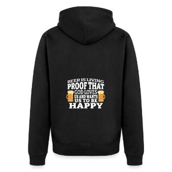 Bier Ist Der Beweis Dass Gott Uns Liebt Und Will, - Unisex Premium Bio Zip Hoodie - Schwarz - Hinten - Nico (187cm)