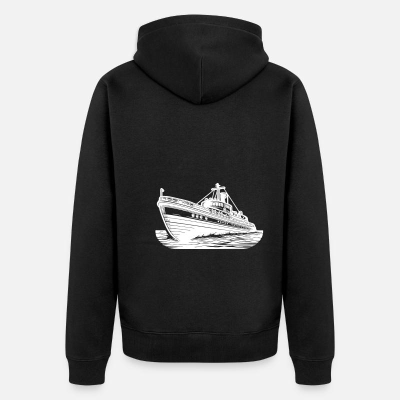 Schnittiges Hochseeschiff Kutter Schlepper - Unisex Premium Bio Zip Hoodie - Schwarz