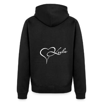 Herz mit Liebe Gefühl - Unisex Premium Bio Zip Hoodie - Schwarz - Hinten - Nico (187cm)