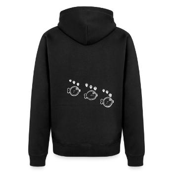Three funny schooling fish in formation - Unisex Premium Organic Zip Hoodie - black - Back - Nico (187cm)
