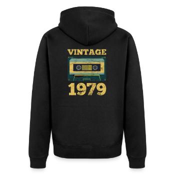 Idée de cadeau d'anniversaire de 1979 année de naissance rétro 1979 - Veste à capuche bio Premium Unisexe - noir - Dos - Nico (187cm)