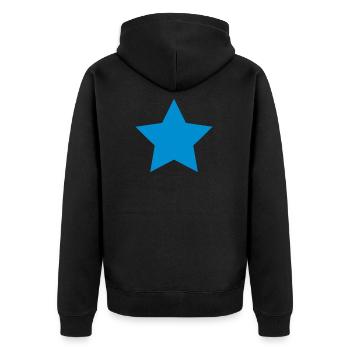 Stern Blau - Unisex Premium Bio Zip Hoodie - Schwarz - Hinten - Nico (187cm)