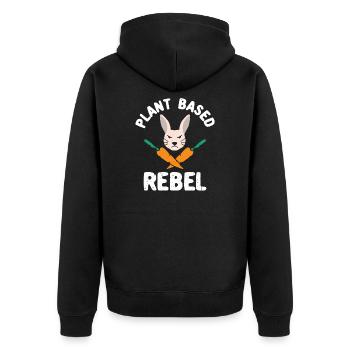 Lapin rebelle à base de plantes Drôle de Pâques Végétalien - Veste à capuche bio Premium Unisexe - noir - Dos - Nico (187cm)