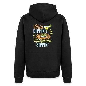 Chip Dippin' Margarita Sippin' Alcohol Lover - Unisex Premium Organic Zip Hoodie - black - Back - Nico (187cm)