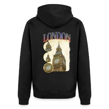 Londres Angleterre Uk City Skyline Accueil Amour - Veste à capuche bio Premium Unisexe - noir - Dos - Nico (187cm)