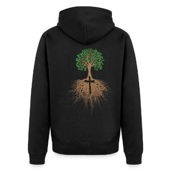 Baum mit Kreuz Religion Jesus Christus - Unisex Premium Bio Zip Hoodie - Schwarz - Hinten - Nico (187cm)