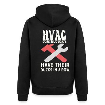 HVAC Contractors haben ihre Kanäle in einer Reihe - Unisex Premium Bio Zip Hoodie - Schwarz - Hinten - Nico (187cm)