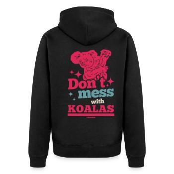 leg dich nicht mit Koalas an - Unisex Premium Bio Zip Hoodie - Schwarz - Hinten - Nico (187cm)