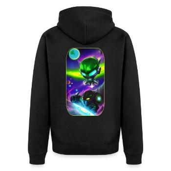 Dessin animé de science-fiction avec des extraterrestres et des astronautes - Veste à capuche bio Premium Unisexe - noir - Dos - Nico (187cm)