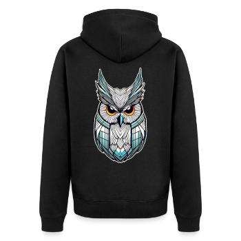 Cool Owl Icon - Unisex Premium Organic Zip Hoodie - black - Back - Nico (187cm)