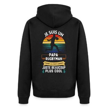 T-shirt de la fête des pères - Papa Rugbyman Cool - Veste à capuche bio Premium Unisexe - noir - Dos - Nico (187cm)