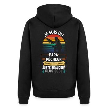 T-shirt de la fête des pères - Papa Pêcheur Cool - Veste à capuche bio Premium Unisexe - noir - Dos - Nico (187cm)