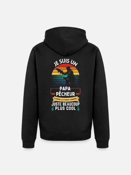 Fars dag T-shirt - Cool fiskerfar - Premium økologisk unisex-hættejakke - sort