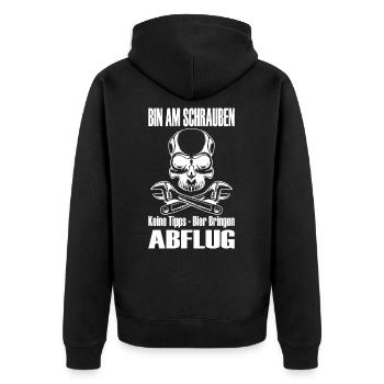 Bin Am Schrauben Keine Tipps Bier Bringen Abflug - Unisex Premium Bio Zip Hoodie - Schwarz - Hinten - Nico (187cm)
