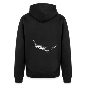 Eleganter schwimmender Mantarochen - Unisex Premium Bio Zip Hoodie - Schwarz - Hinten - Nico (187cm)