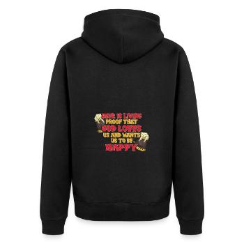 Bier Ist Der Beweis Dass Gott Uns Liebt Und Will, - Unisex Premium Bio Zip Hoodie - Schwarz - Hinten - Nico (187cm)