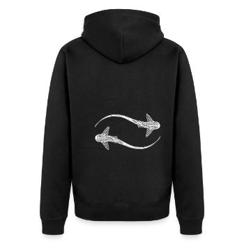 Elegante vintage kreisende Leopardenhaie - Unisex Premium Bio Zip Hoodie - Schwarz - Hinten - Nico (187cm)