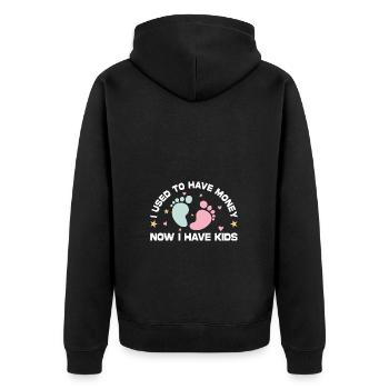I used to have money Now I have children - Unisex Premium Organic Zip Hoodie - black - Back - Nico (187cm)