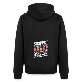 Suspect Claims She Is Broke Cash For Plants - Unisex Premium Organic Zip Hoodie - black - Back - Nico (187cm)