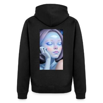 Space Sisters Number 1 - Unisex Premium Bio Zip Hoodie - Schwarz - Hinten - Nico (187cm)