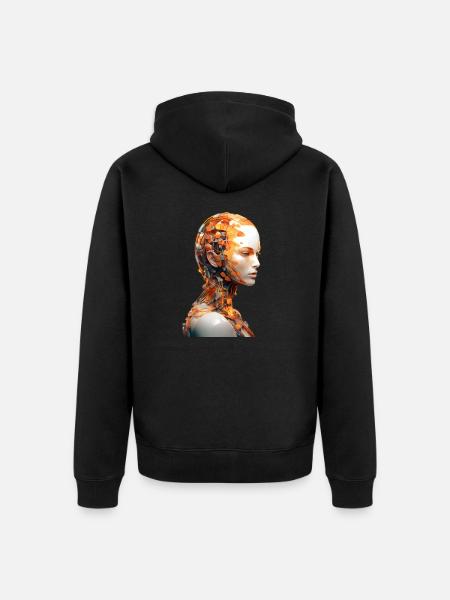 Portrait eines weiblichen Androiden - Unisex Premium Bio Zip Hoodie - Schwarz