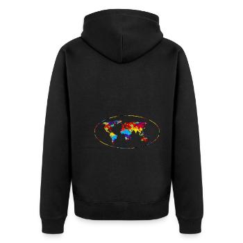 World Travel Globe Gift Colorful World Map - Unisex Premium Organic Zip Hoodie - black - Back - Nico (187cm)