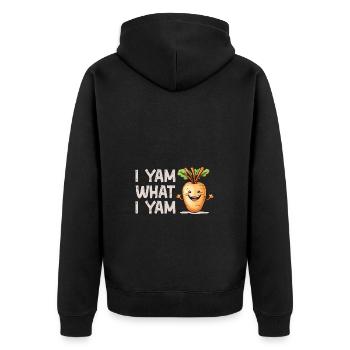 Ich Yam Was Ich Yam Niedliche Süßkartoffel - Unisex Premium Bio Zip Hoodie - Schwarz - Hinten - Nico (187cm)