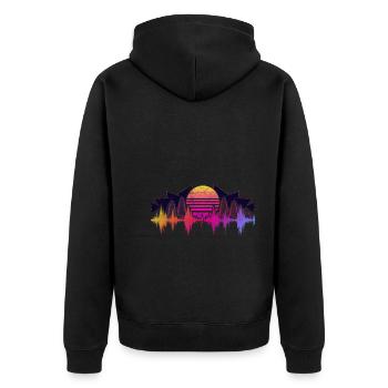90s Synthwave Sound Engineer Gift Soundwave - Unisex Premium Organic Zip Hoodie - black - Back - Nico (187cm)