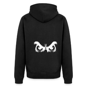 Owl eyes with stubborn gaze - Unisex Premium Organic Zip Hoodie - black - Back - Nico (187cm)