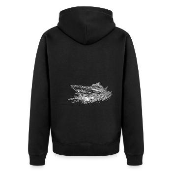 Fast yacht for cool captains and skippers - Unisex Premium Organic Zip Hoodie - black - Back - Nico (187cm)