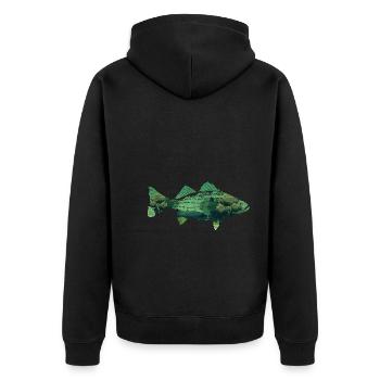 Natur Bäume Angeln Wald Fischer Geschenk Fisch - Unisex Premium Bio Zip Hoodie - Schwarz - Hinten - Nico (187cm)