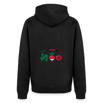 Thyme To Turnip The Beet Funny Vegetable Motif - Unisex Premium Organic Zip Hoodie - black - Back - Nico (187cm)