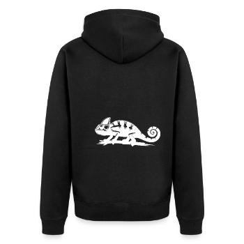 Terrarium Chamäleon Meister der tierischen Tarnung - Unisex Premium Bio Zip Hoodie - Schwarz - Hinten - Nico (187cm)