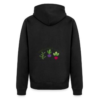 Thyme To Turnip The Beet Funny Vegetable Motif - Unisex Premium Organic Zip Hoodie - black - Back - Nico (187cm)