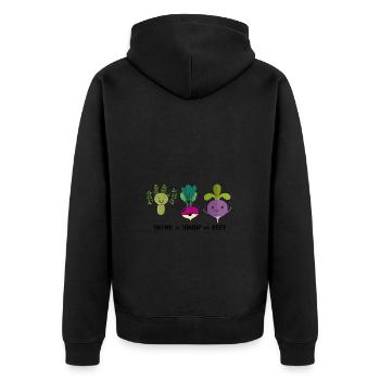 Thyme To Turnip The Beet Funny Vegetable Motif - Unisex Premium Organic Zip Hoodie - black - Back - Nico (187cm)