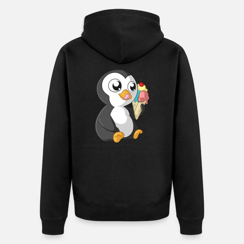 Pingouin de dessin animé d'été - Veste à capuche bio Premium Unisexe - noir