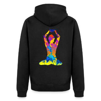 Yoga Yoga Yoga Silhouette Femmes - Veste à capuche bio Premium Unisexe - noir - Dos - Nico (187cm)